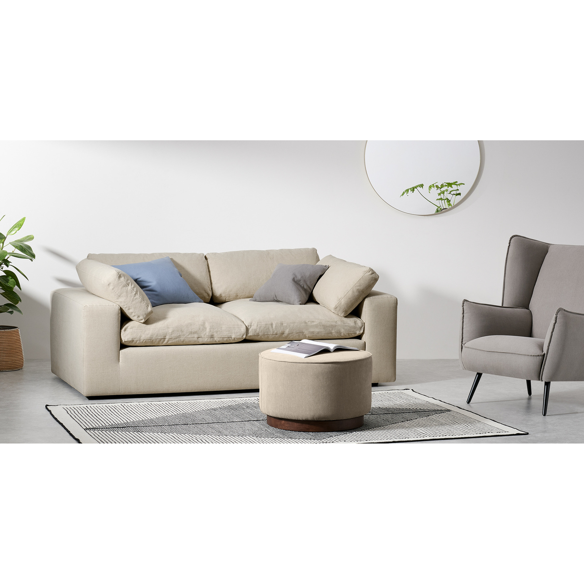 Samona 2.5 Seater Sofa, Natural Cotton & Linen Mix – image 3