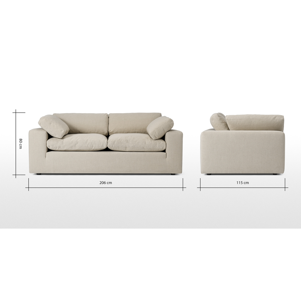 Samona 2.5 Seater Sofa, Natural Cotton & Linen Mix – image 8