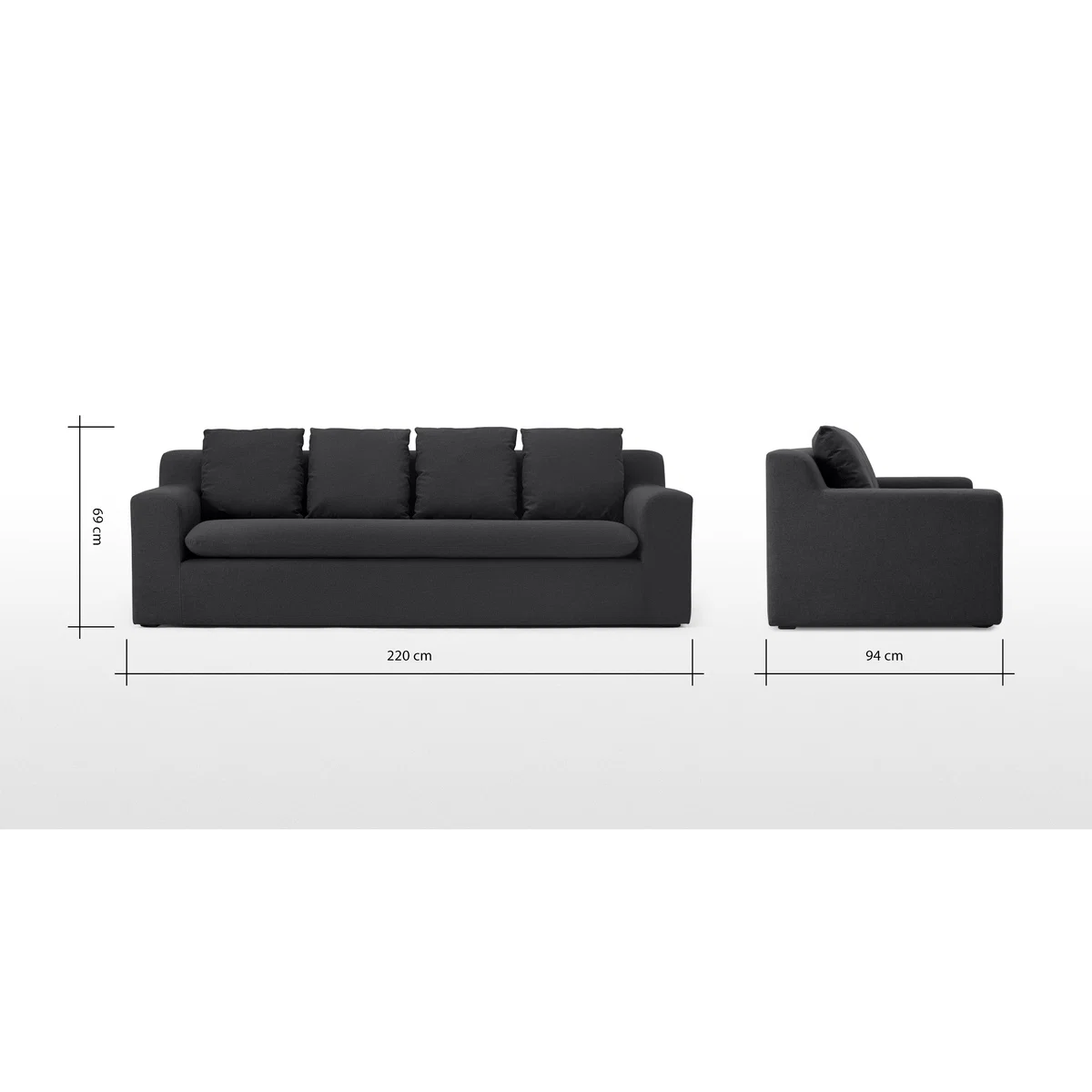 Benson 3 Seater Sofa, Sterling Grey – image 5