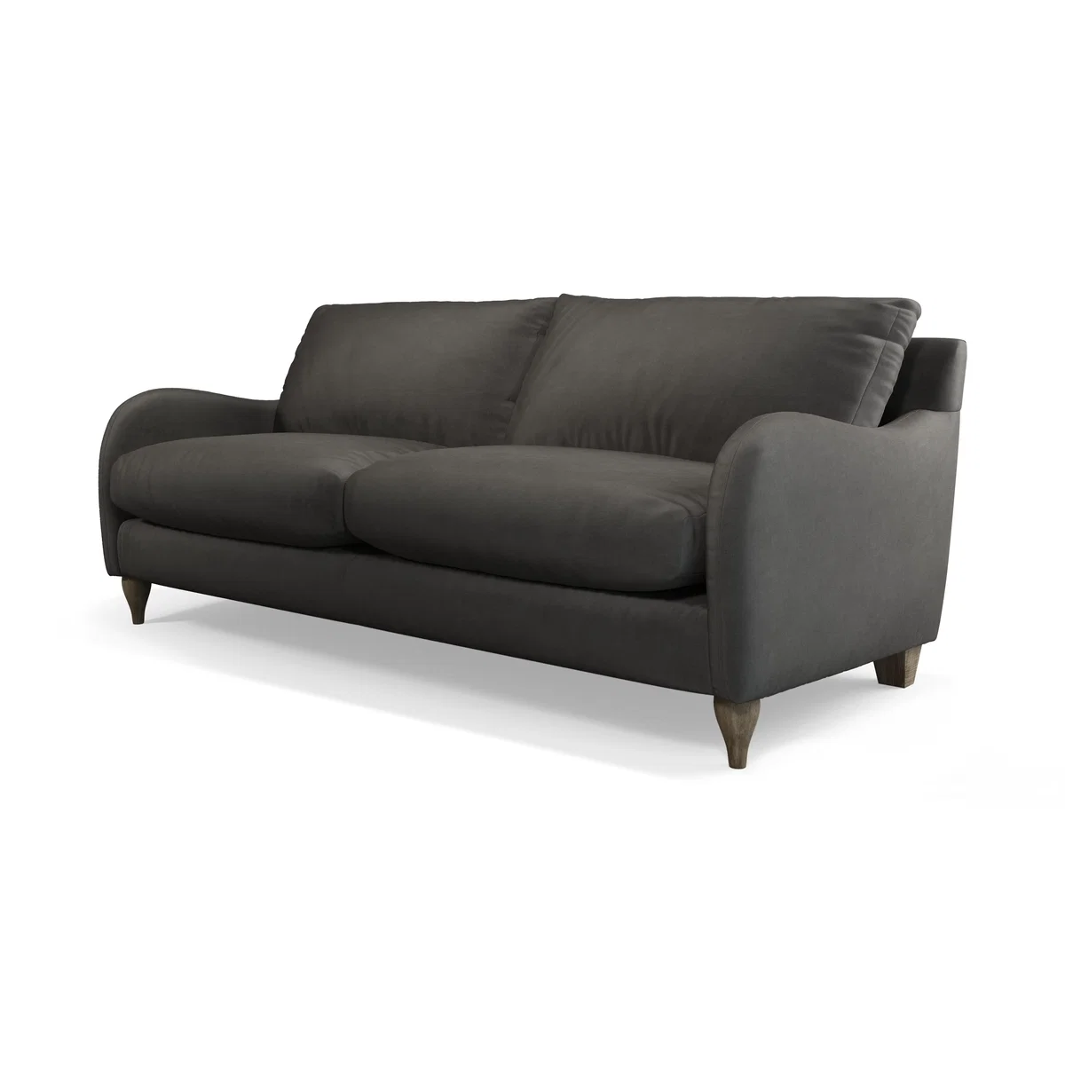 Custom MADE Sofia 3 Seater Sofa, Plush Asphalt Velvet with Light Wood Leg – image 2