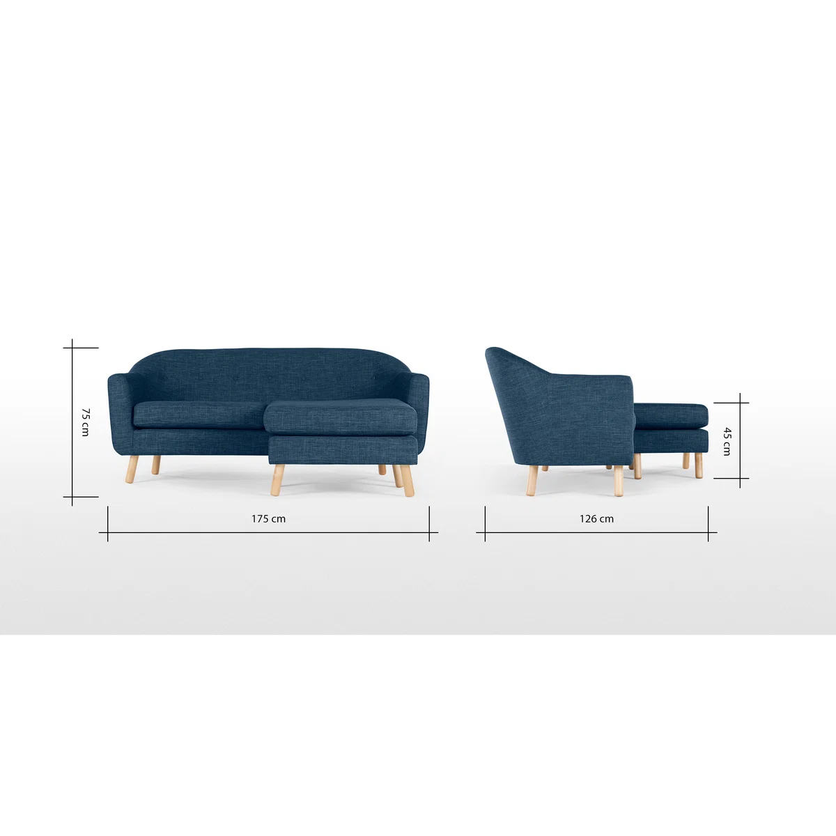 Lottie Compact Chaise End Corner Sofa, Harbour Blue – image 7