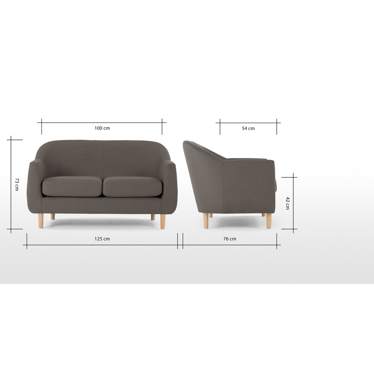 Tubby 2 Seater Sofa, Pewter Grey – image 8