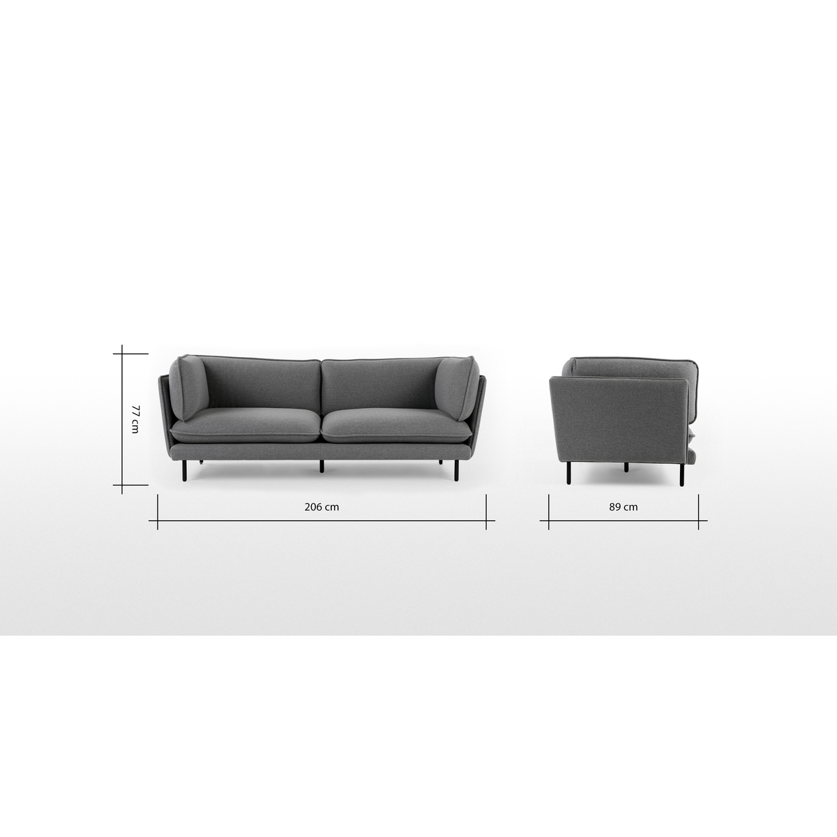 Wes 3 Seater Sofa, Elite Grey – image 7