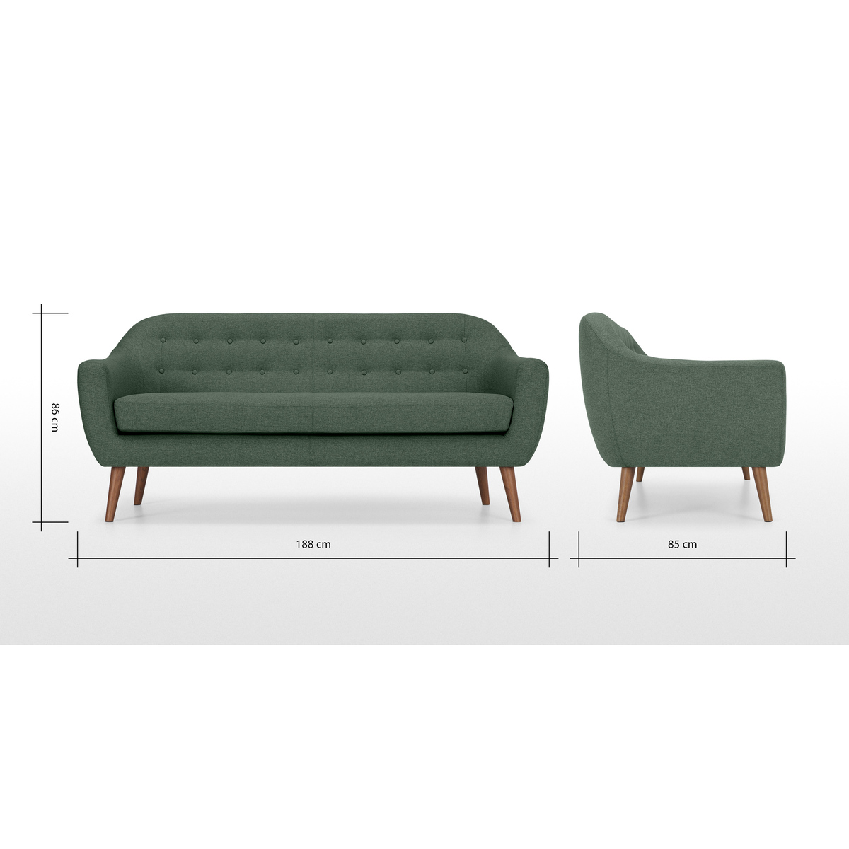Ritchie 3 Seater Sofa, Darby Green – image 8