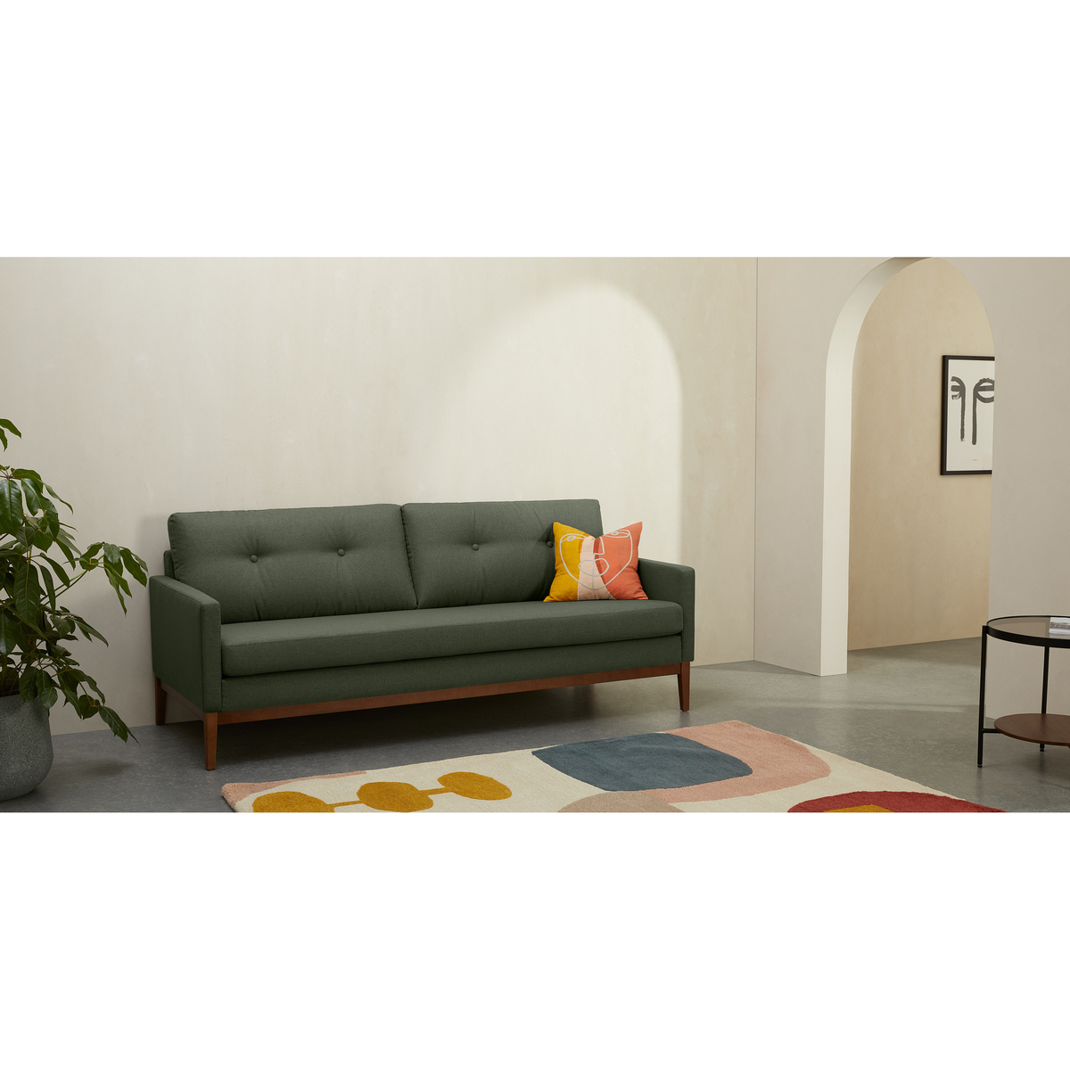 Edison 3 Seater Sofa, Textured Moss – image 3