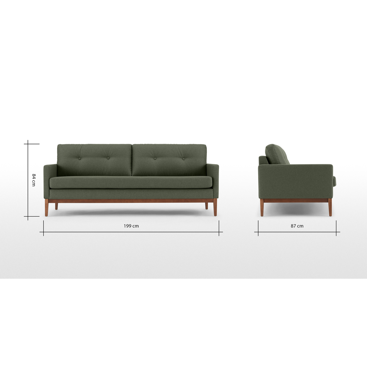 Edison 3 Seater Sofa, Textured Moss – image 8