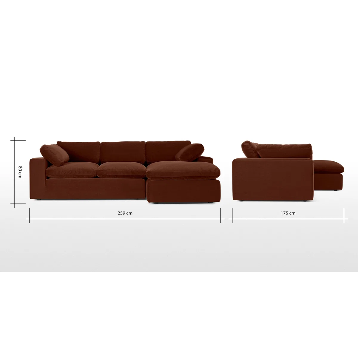 Samona Right Hand Facing Chaise End Sofa, Amber Velvet – image 8