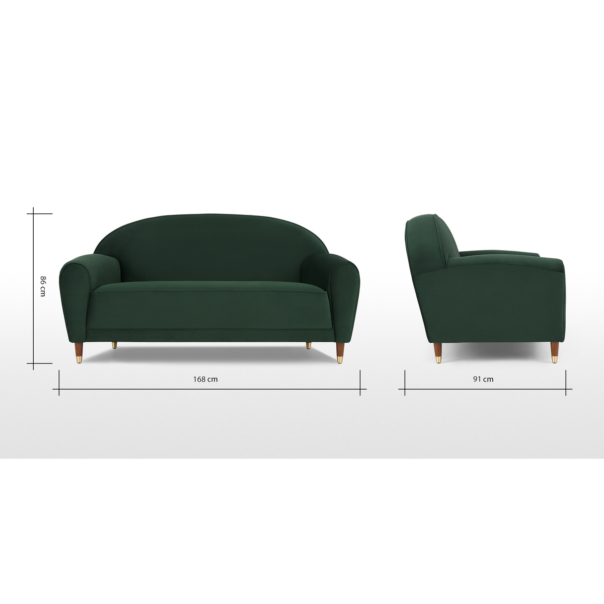 Carlton 2 Seater Sofa, Laurel Green Velvet – image 8