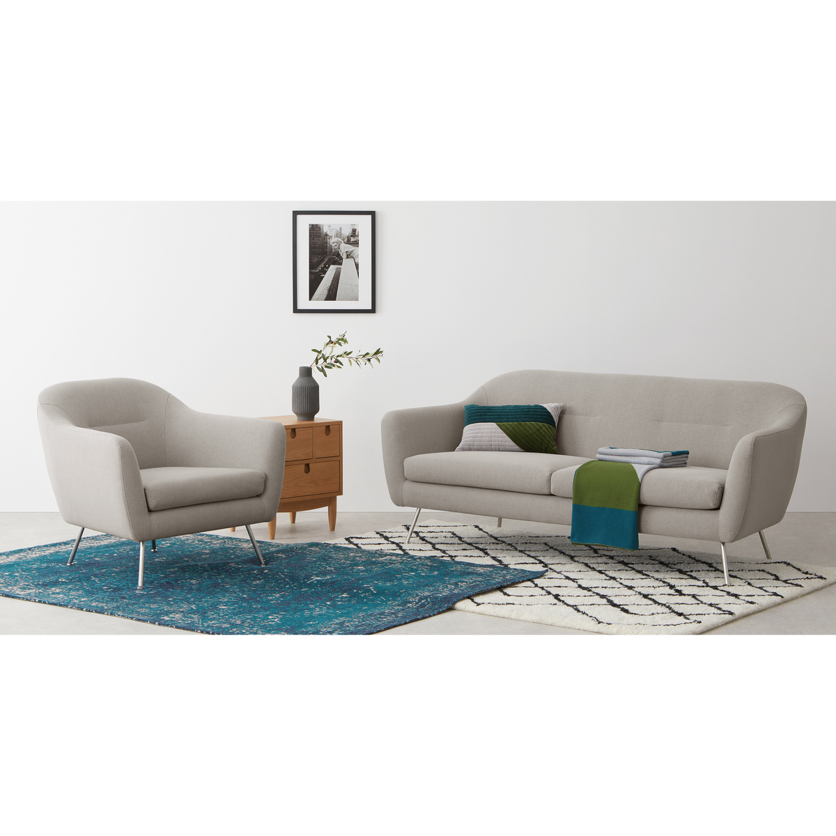 Reece 3 Seater Sofa, Mina Flint Grey with Metal Legs – image 3