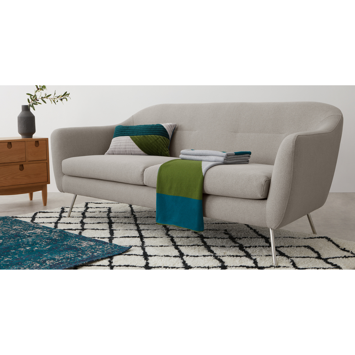 Reece 3 Seater Sofa, Mina Flint Grey with Metal Legs – image 6