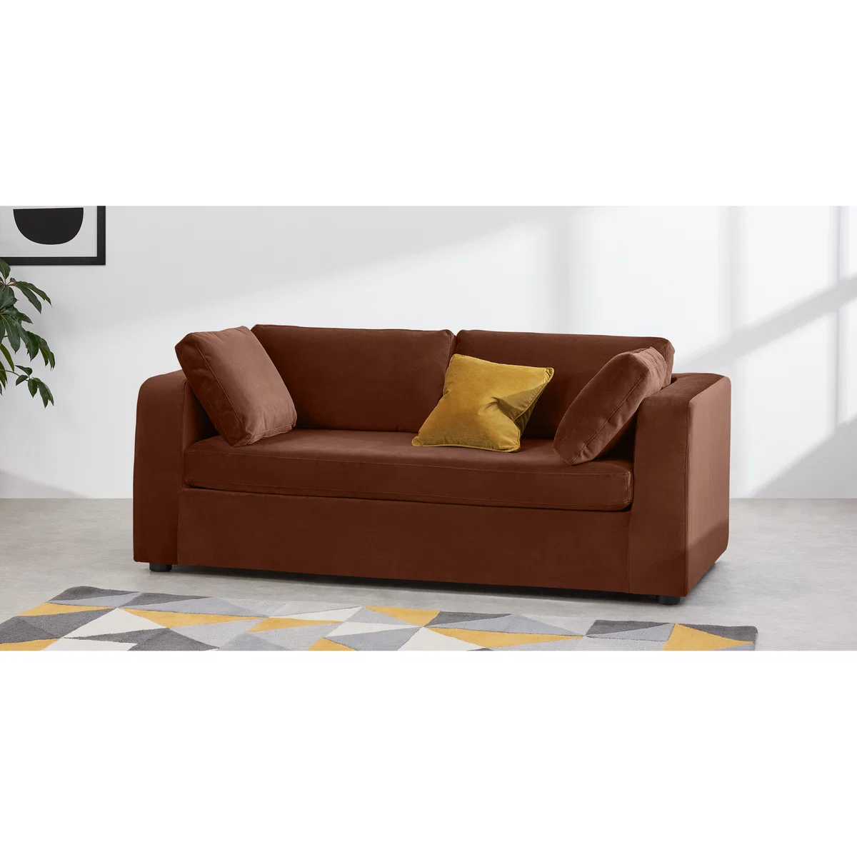 Mogen 3 Seat Sofa Bed, Warm Caramel Velvet – image 3