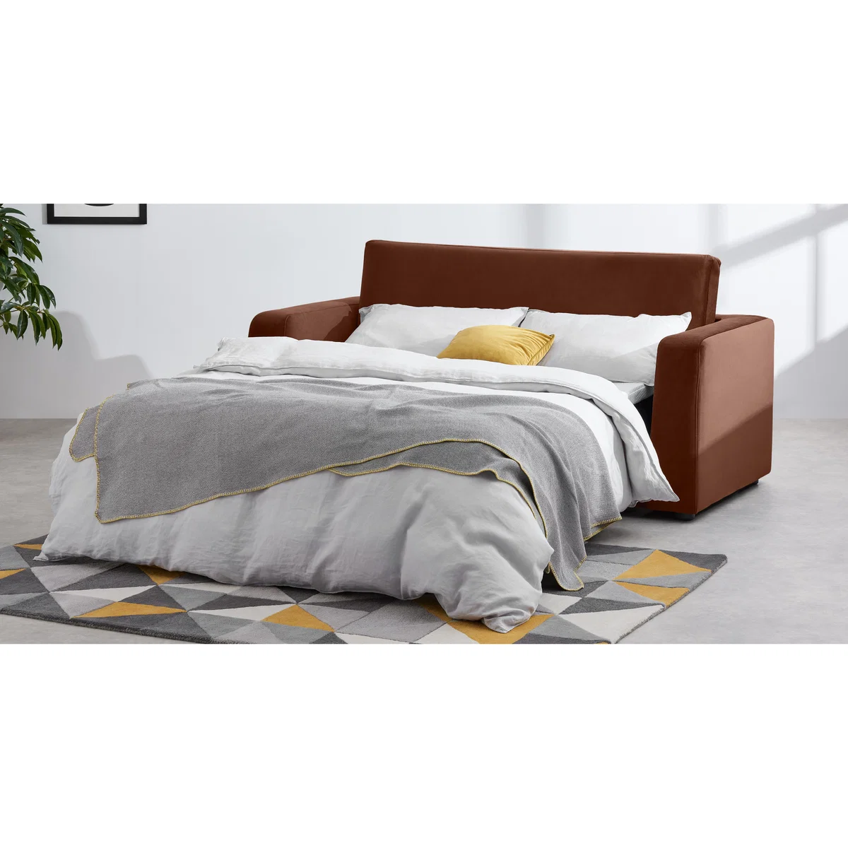 Mogen 3 Seat Sofa Bed, Warm Caramel Velvet – image 8