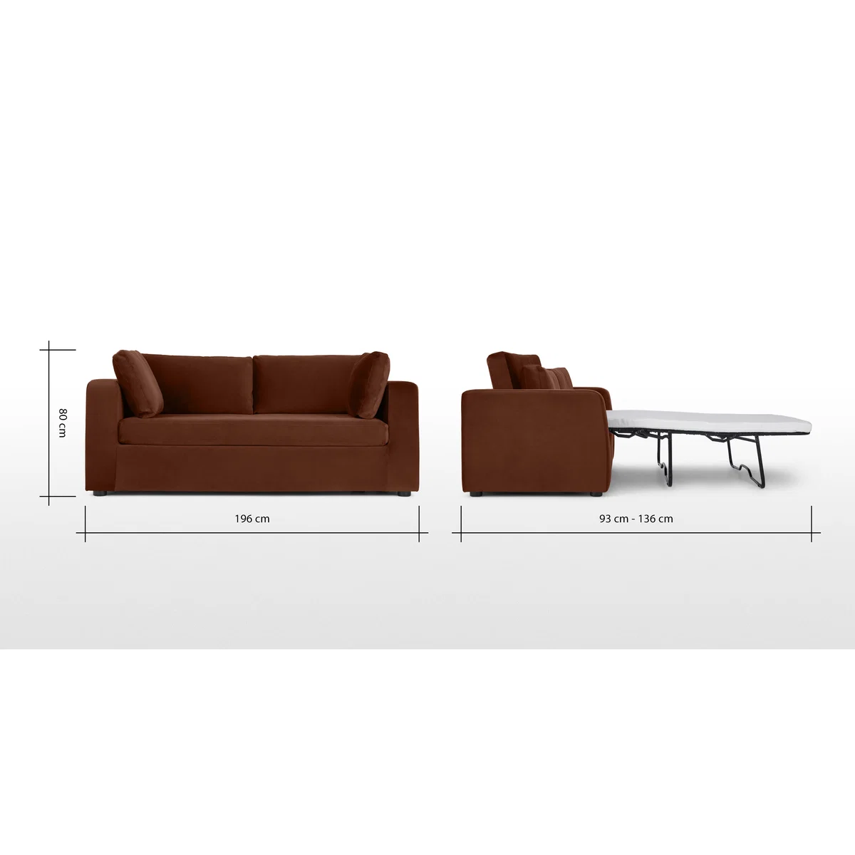 Mogen 3 Seat Sofa Bed, Warm Caramel Velvet – image 10