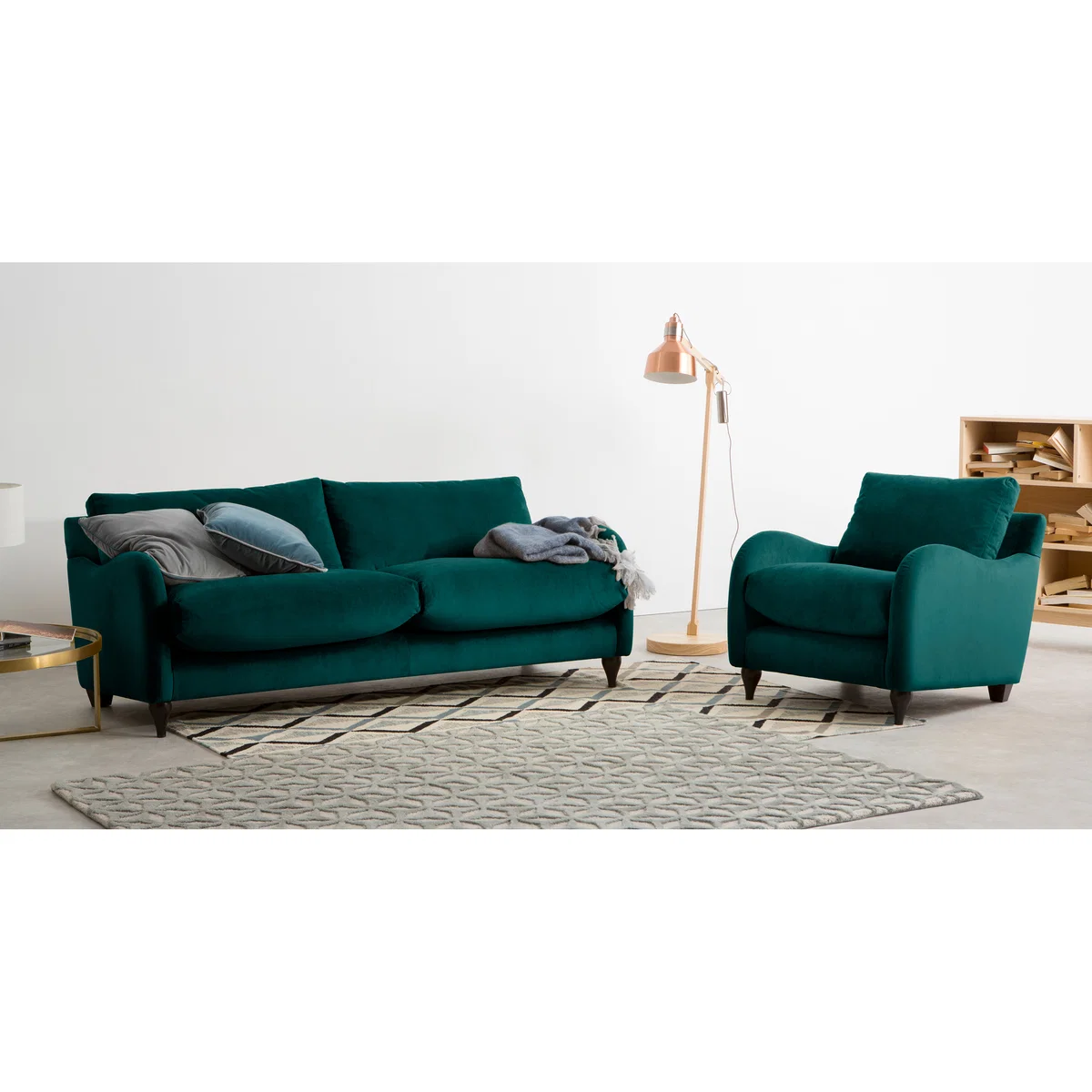 Sofia 3 Seater Sofa, Plush Mallard Velvet – image 2