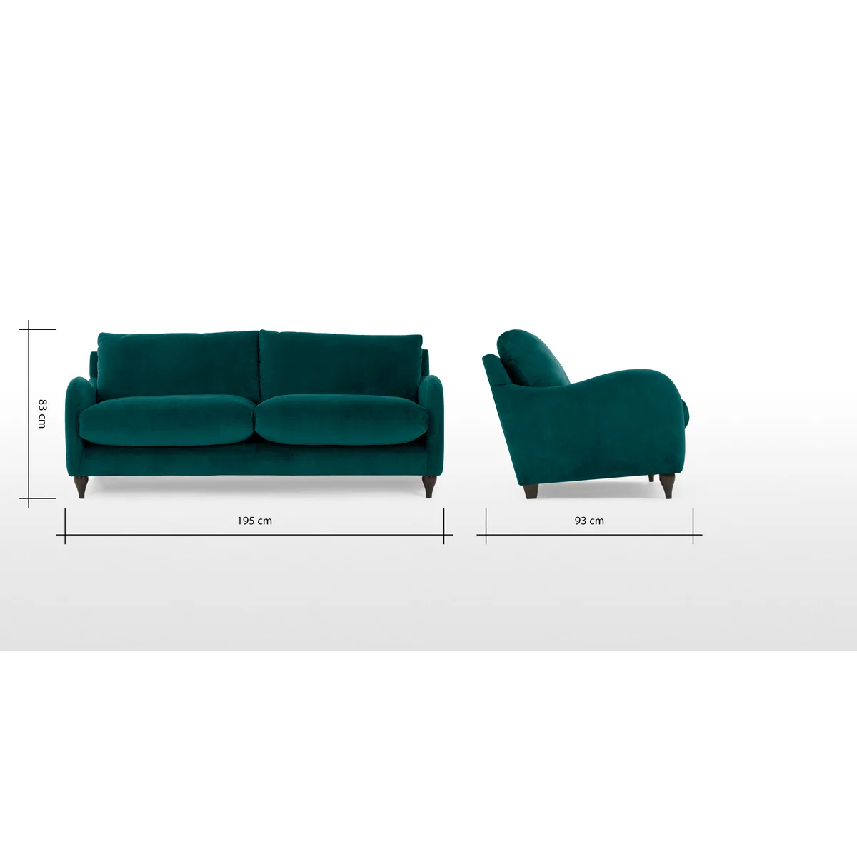 Sofia 3 Seater Sofa, Plush Mallard Velvet – image 8