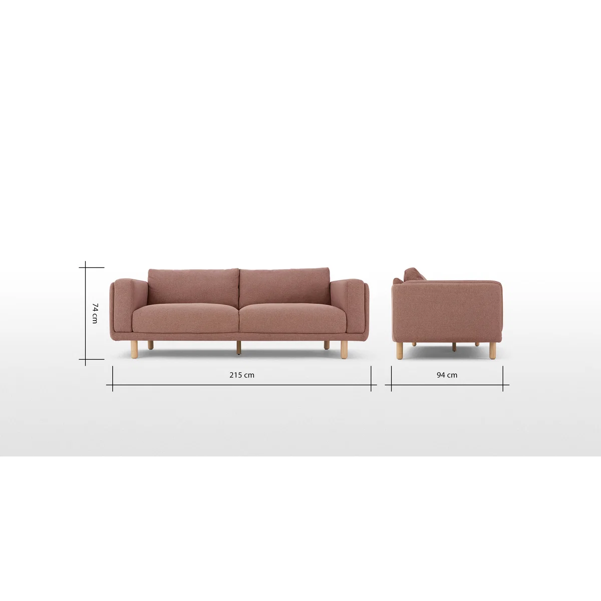 Karson 3 Seater Sofa, Mina Pink – image 7