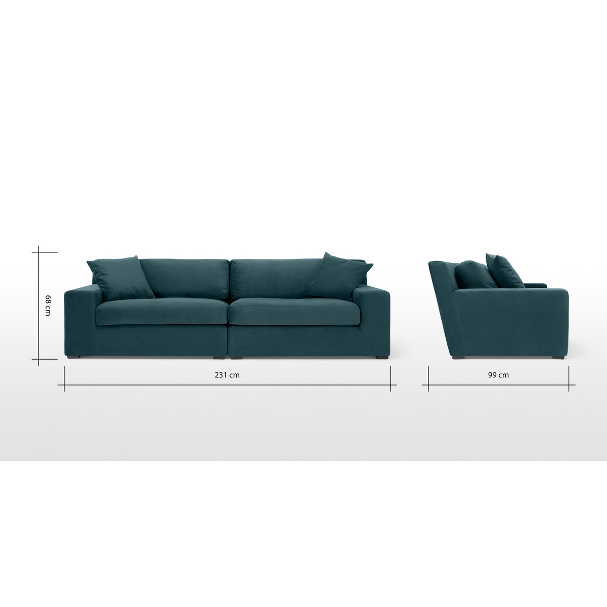 Delaney 3 Seater Sofa, Lagoon Blue Velvet – image 9