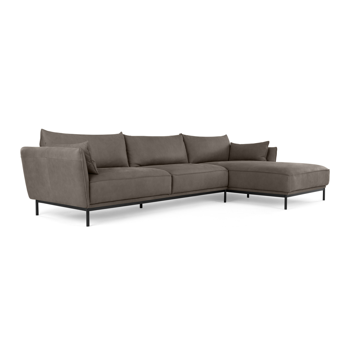Odelle Right Hand Facing Chaise End Corner Sofa, Texas Grey Leather – image 2