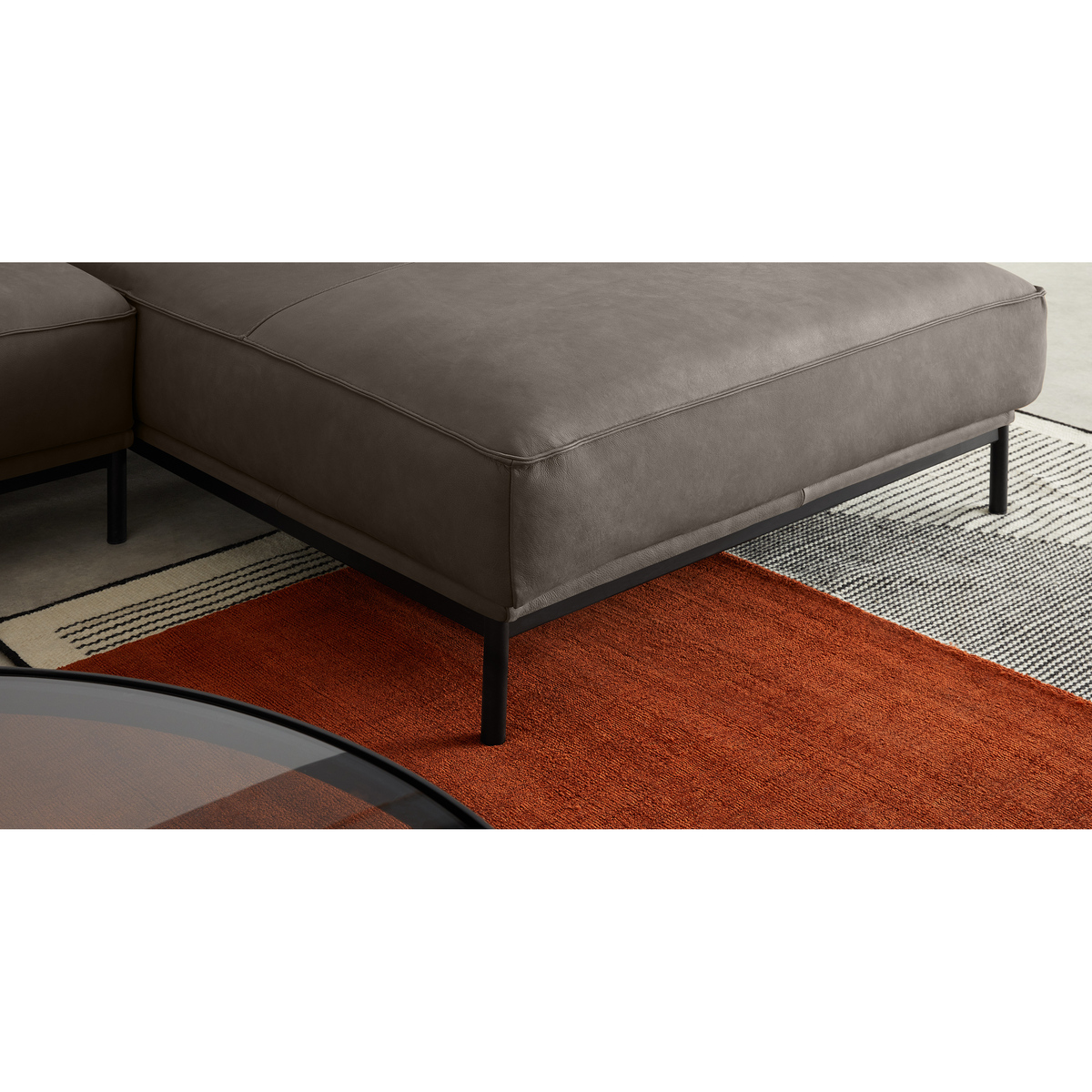 Odelle Right Hand Facing Chaise End Corner Sofa, Texas Grey Leather – image 4