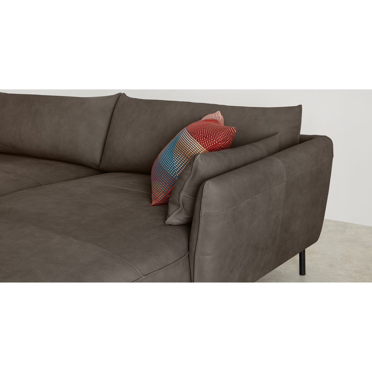 Odelle Right Hand Facing Chaise End Corner Sofa, Texas Grey Leather – image 6