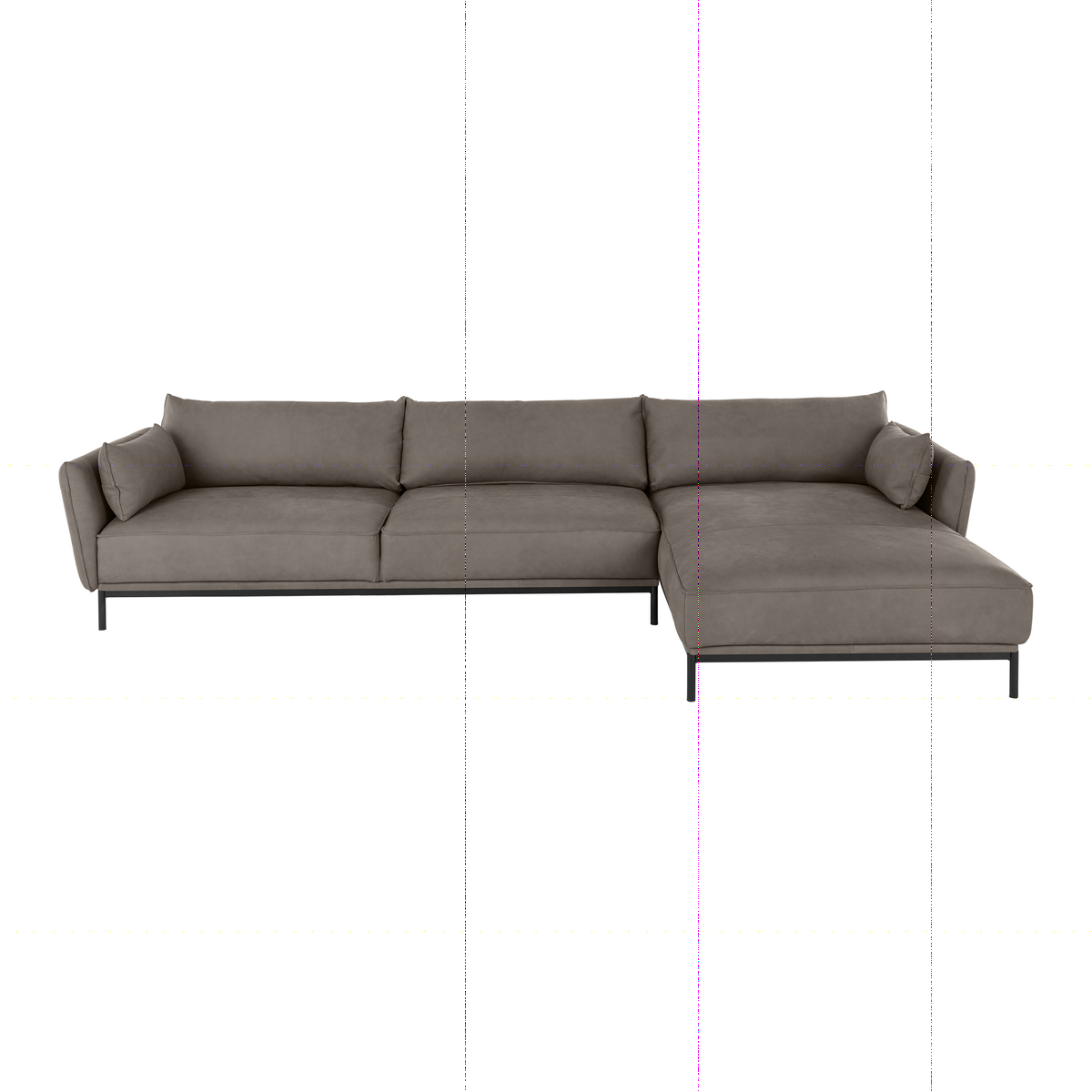 Odelle Right Hand Facing Chaise End Corner Sofa, Texas Grey Leather – image 1