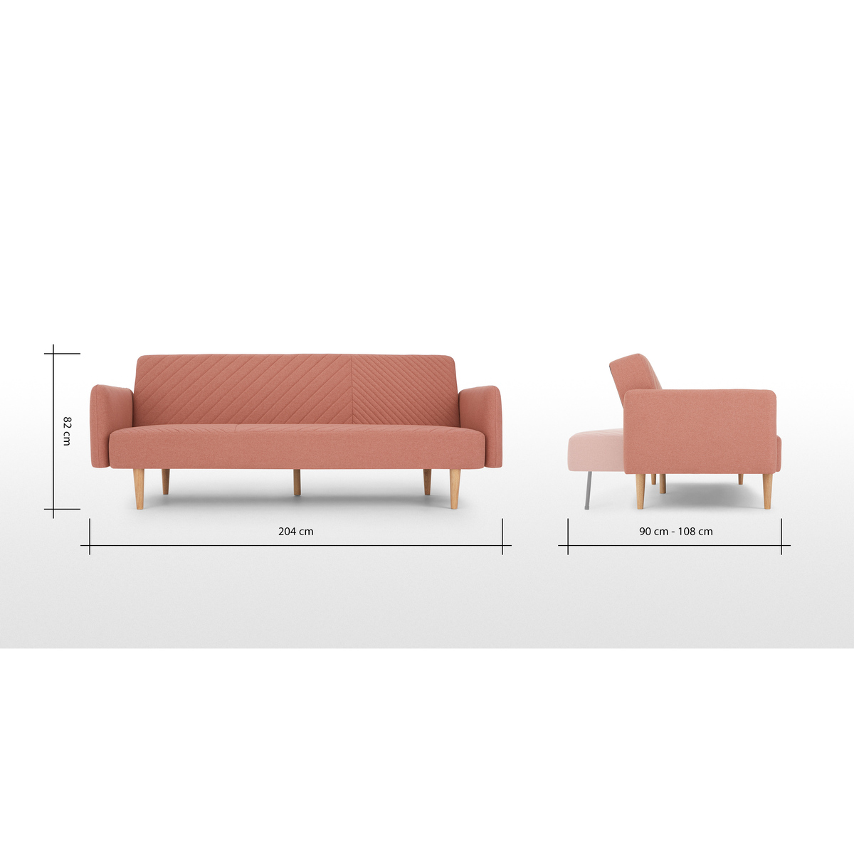 Ryson Click Clack Sofa Bed with Arms, Dusk Pink – image 9