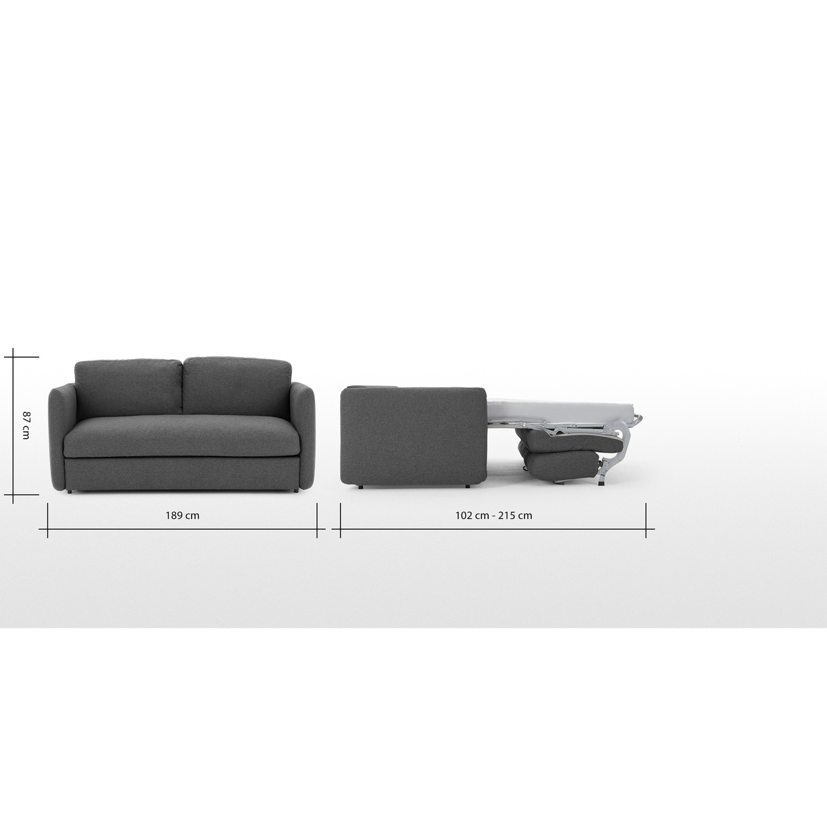 Fletcher 3 Seater Sofabed with Pocket Sprung Mattress, Marl Grey – image 7
