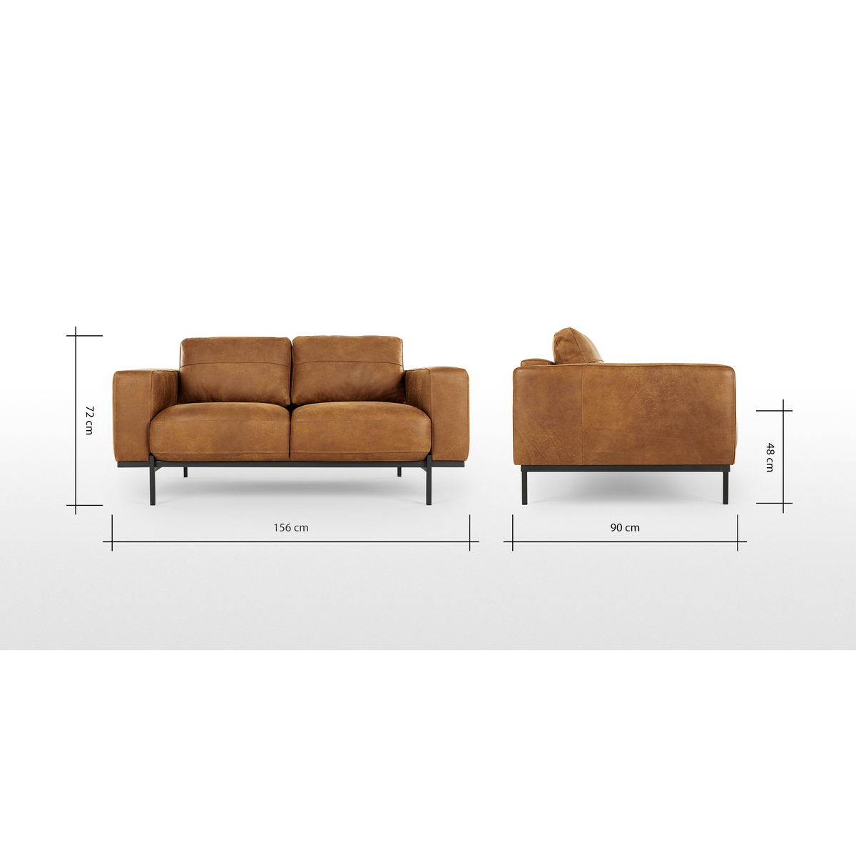 Jarrod 2 Seater Sofa, Outback Tan Leather – image 6