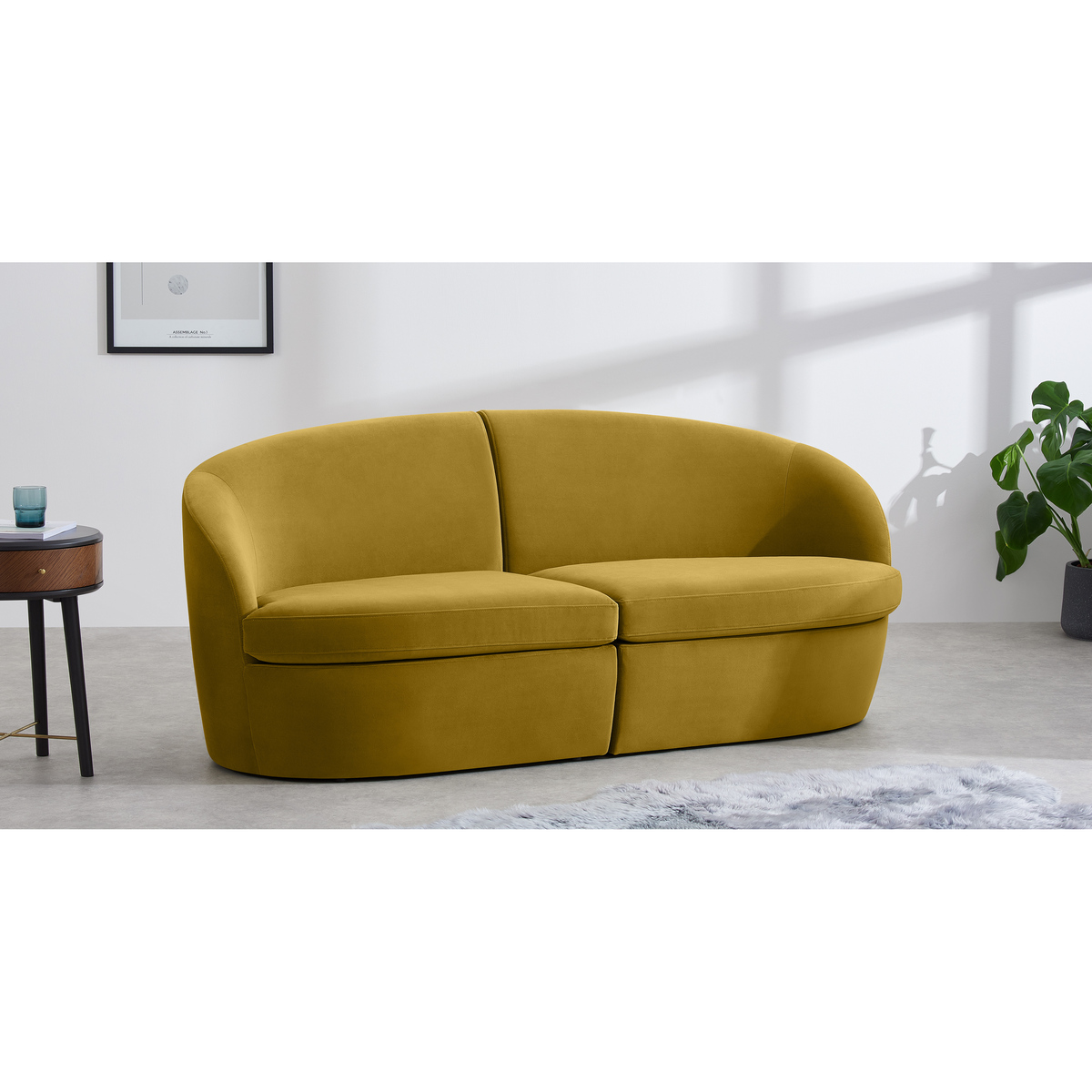 Reisa 2 Seater Sofa, Vintage Gold Velvet – image 3