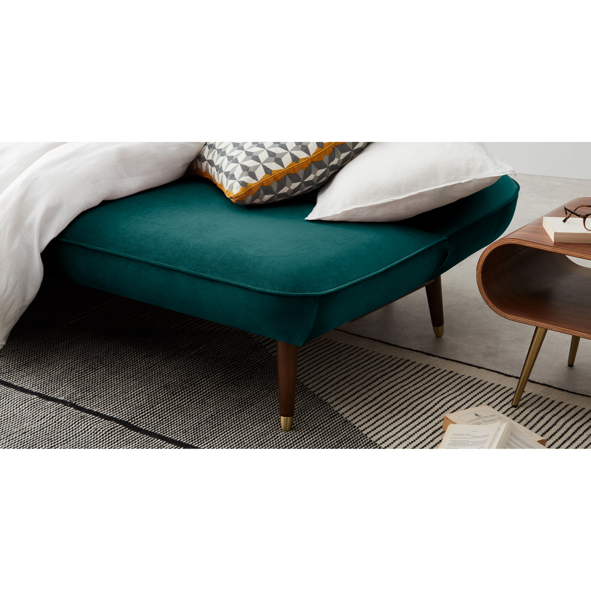 Margot Click Clack Sofa Bed, Velvet Seafoam Blue – image 6
