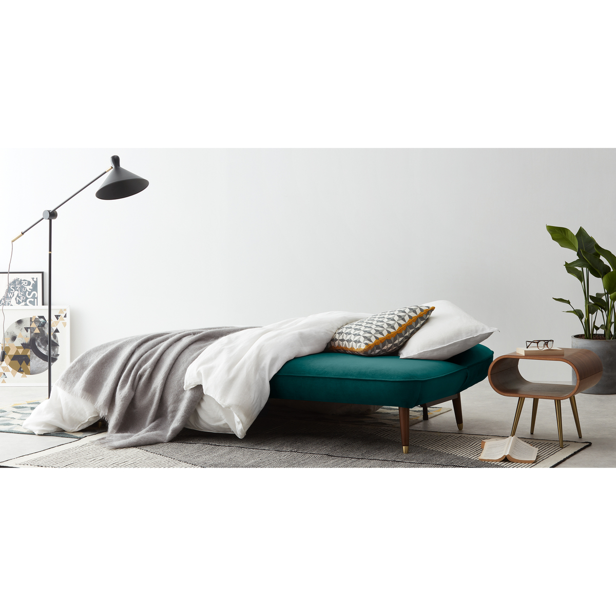 Margot Click Clack Sofa Bed, Velvet Seafoam Blue – image 9