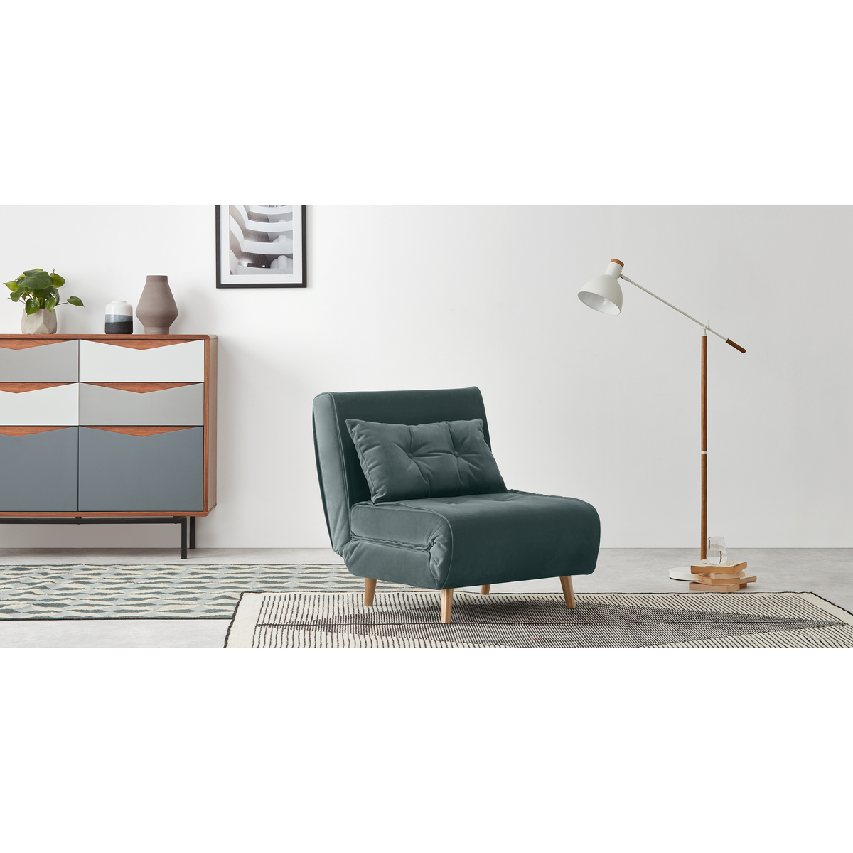 Haru Single Sofa Bed, Marine Green Velvet – image 3