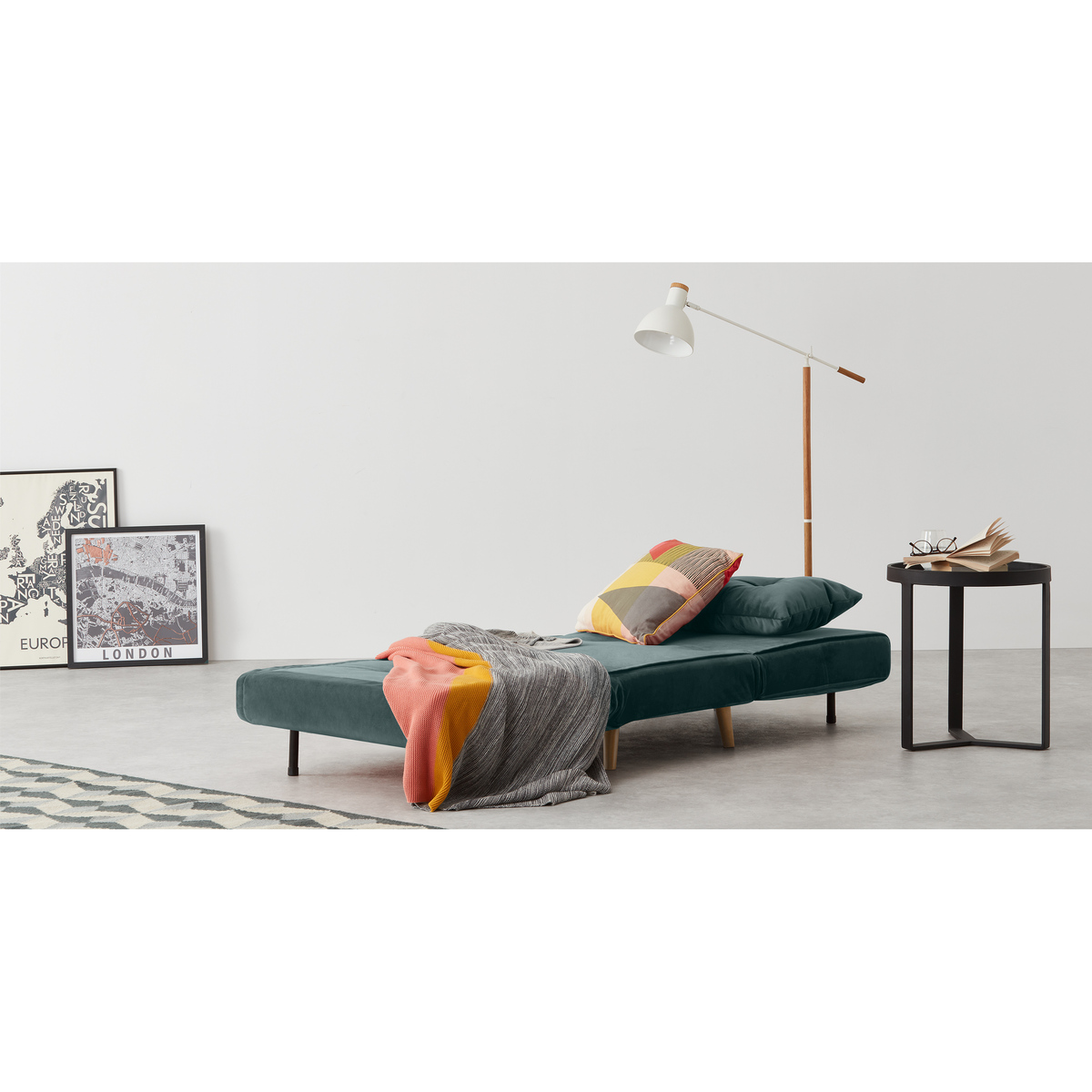 Haru Single Sofa Bed, Marine Green Velvet – image 7