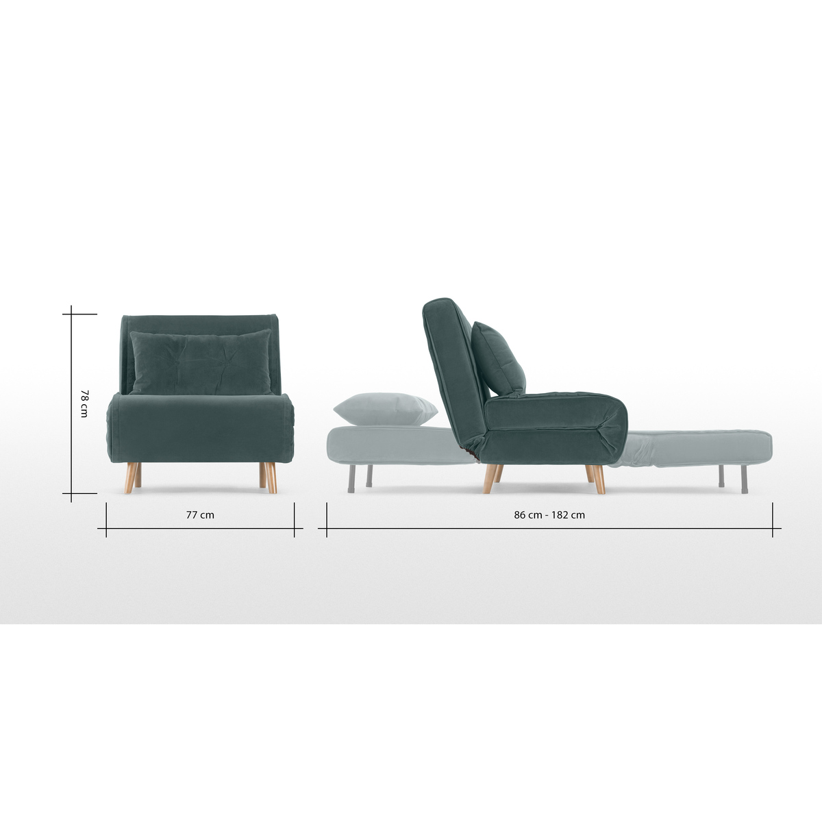 Haru Single Sofa Bed, Marine Green Velvet – image 9