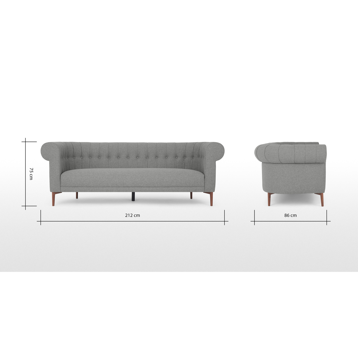 Hammond 3 Seater Sofa, Mountain Grey – image 8