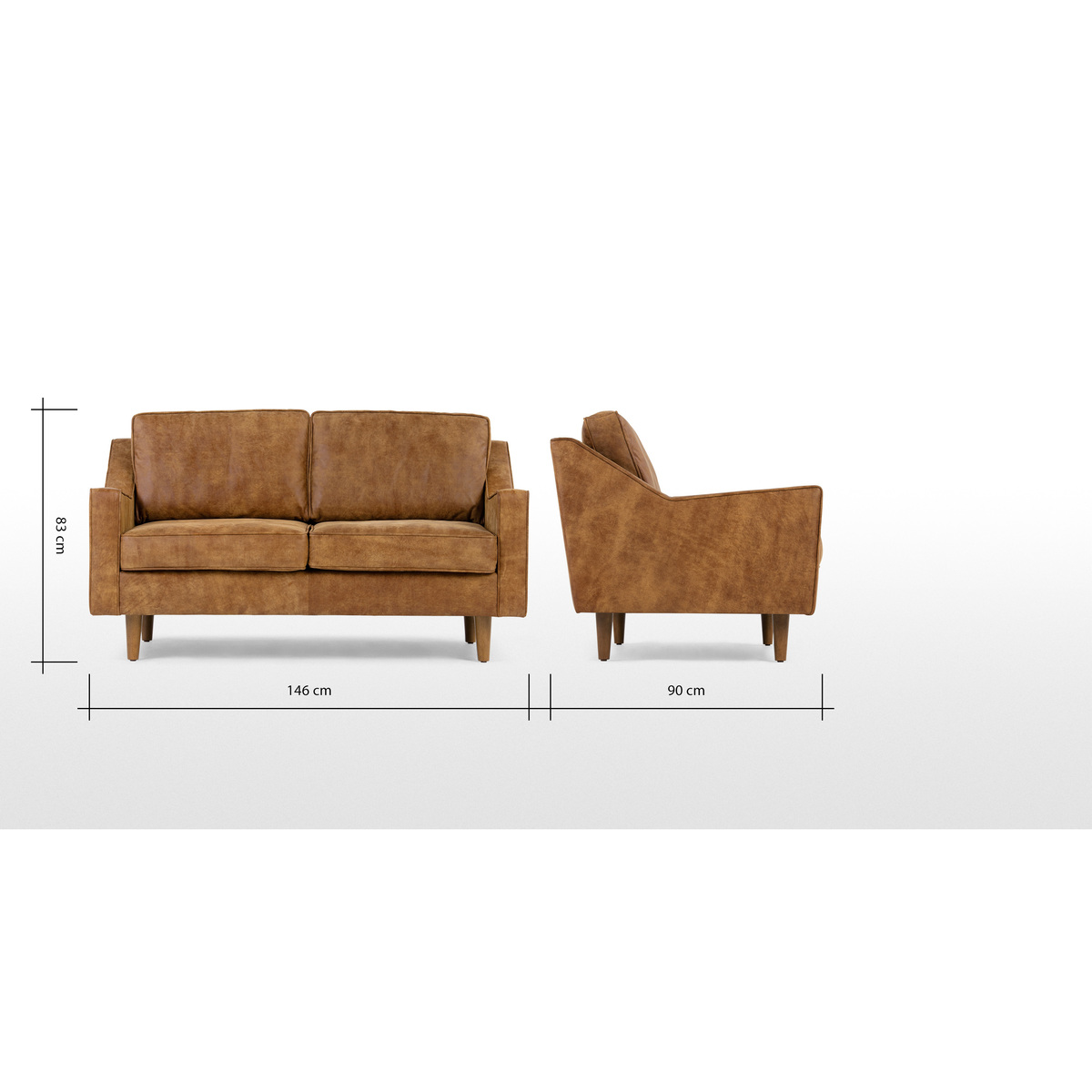 Dallas 2 Seater Sofa, Outback Tan Premium Leather – image 8