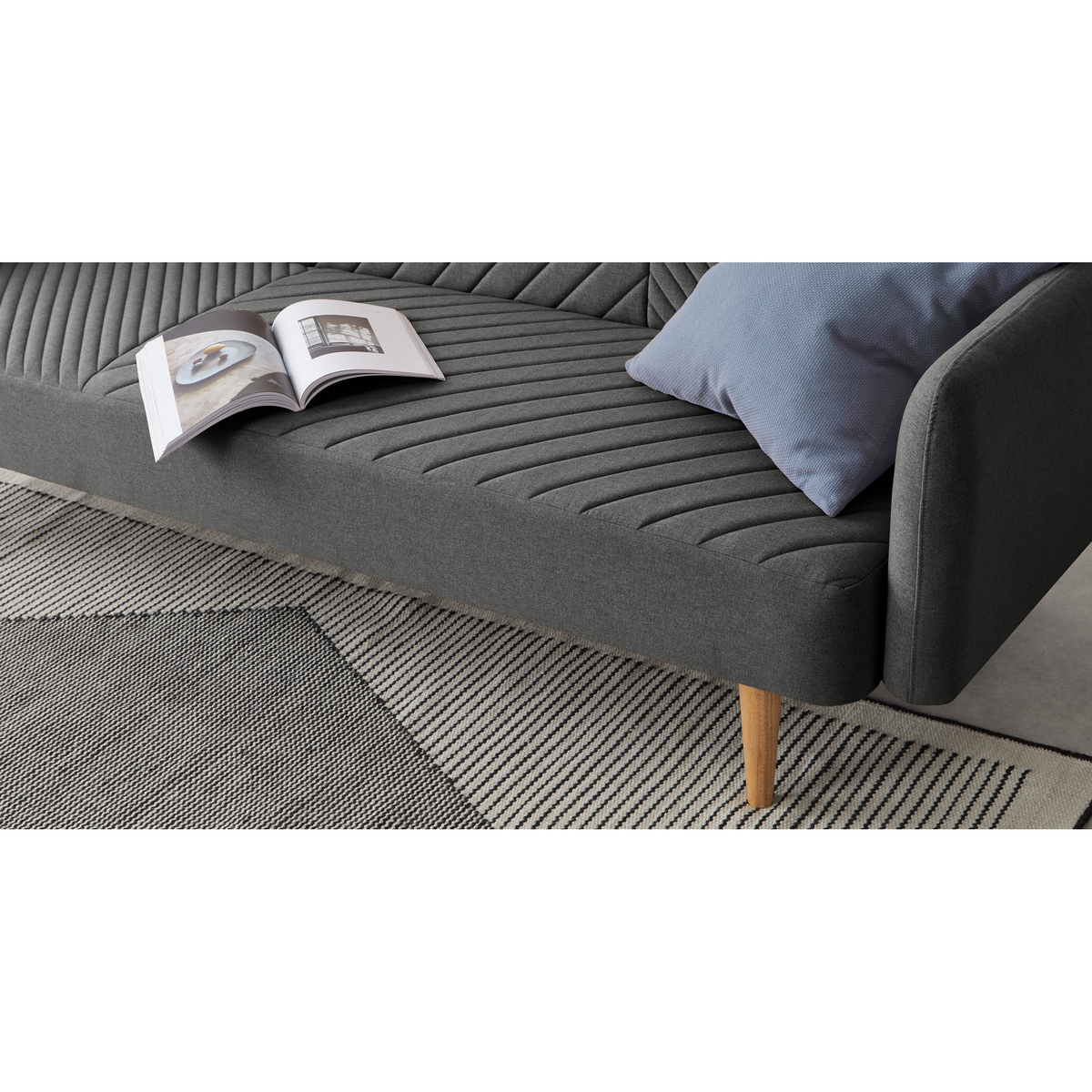 Ryson Click Clack Sofa Bed with Arms, Marl Grey – image 4