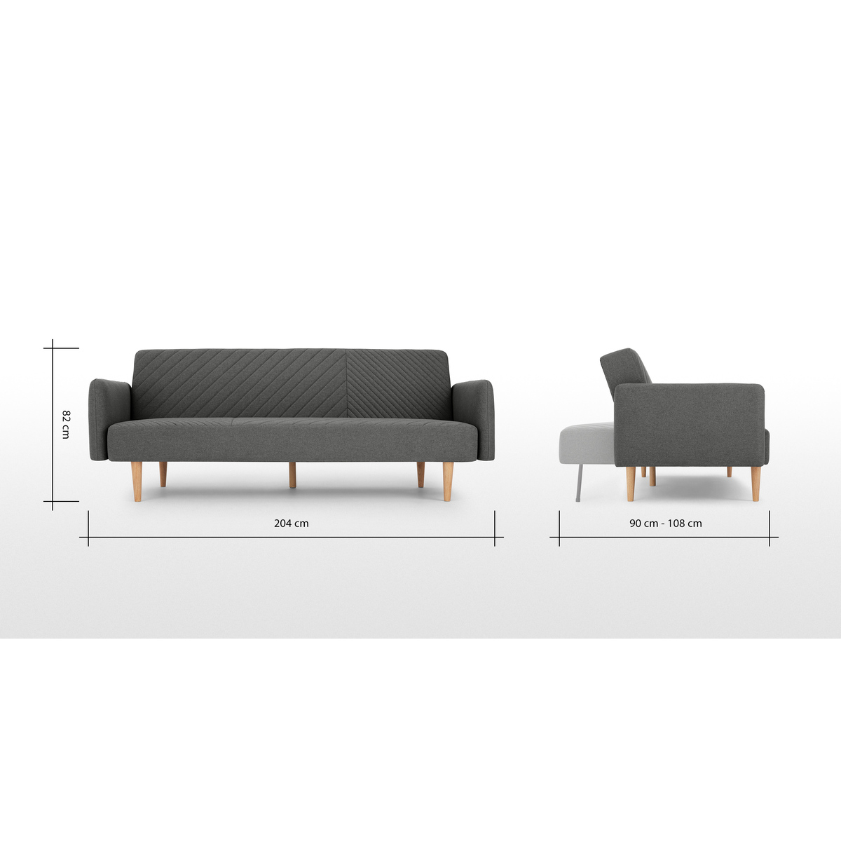 Ryson Click Clack Sofa Bed with Arms, Marl Grey – image 9