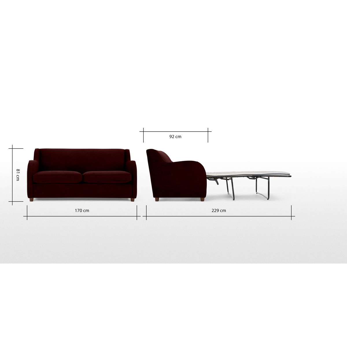 Helena Sofabed, Plush Burgundy Velvet – image 9