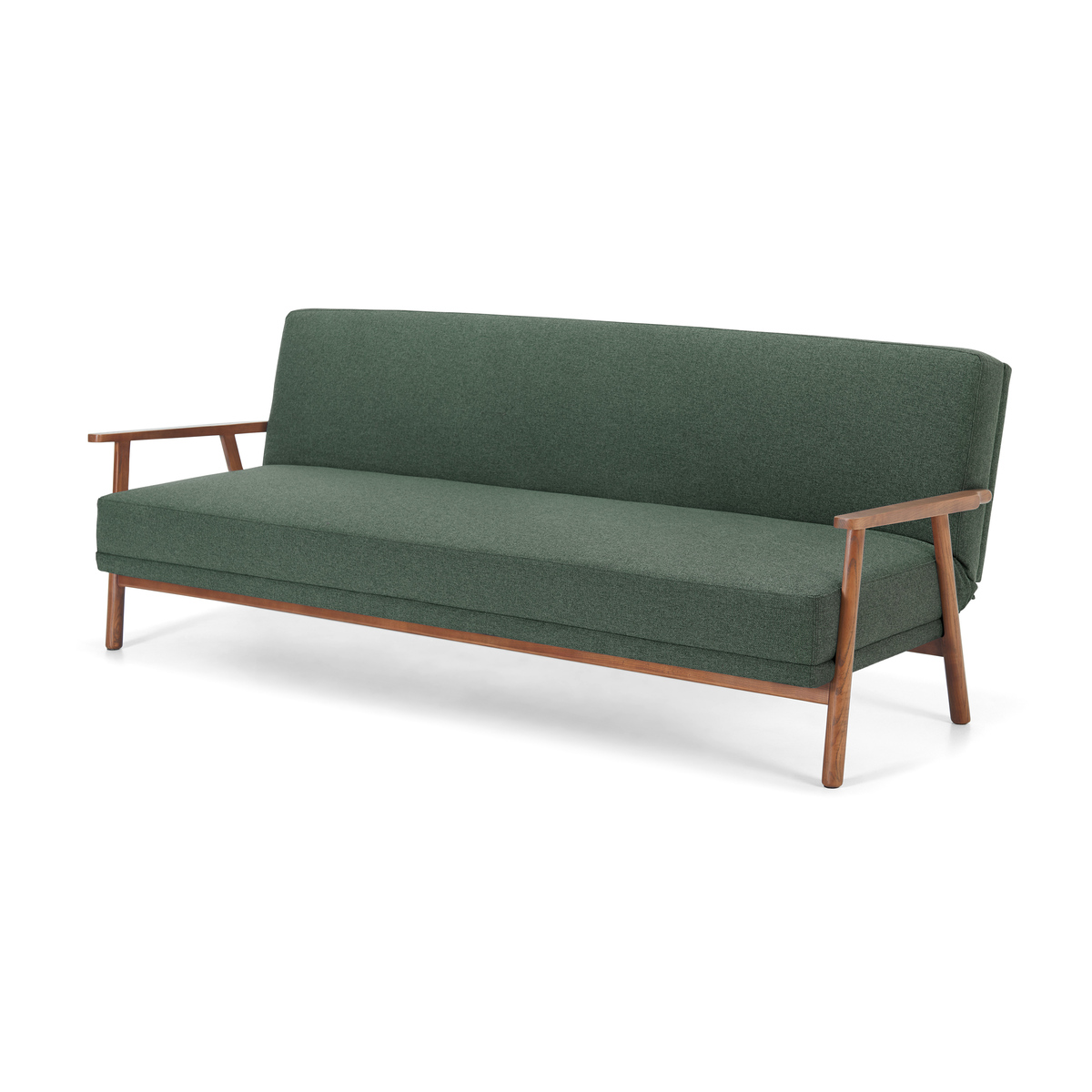 Lars Click Clack Sofa Bed, Darby Green and Walnut Stain – image 2