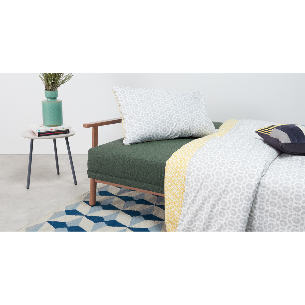 Lars Click Clack Sofa Bed, Darby Green and Walnut Stain – image 6