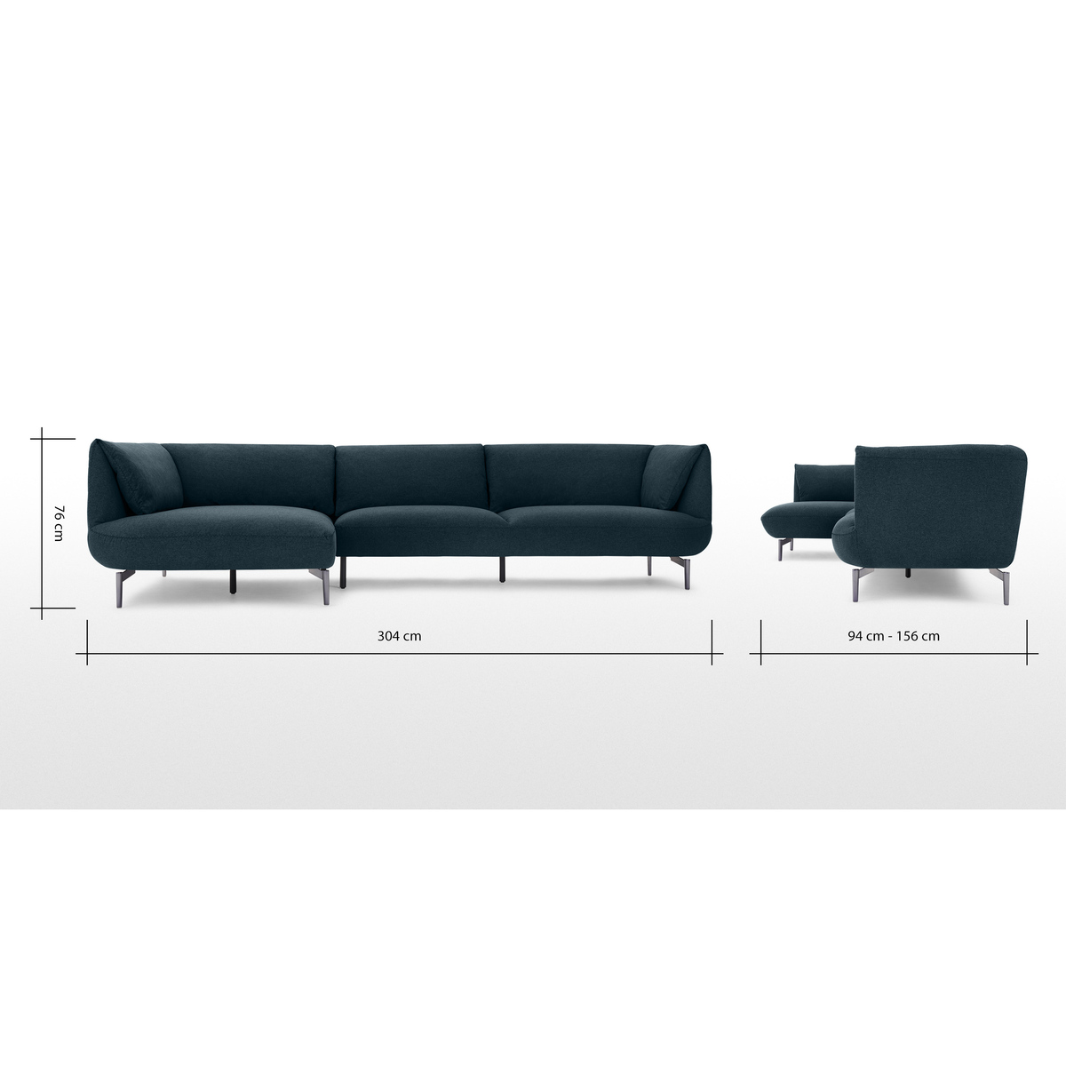 Inka Left Hand Facing Chaise End Corner Sofa, Aegean Blue – image 8