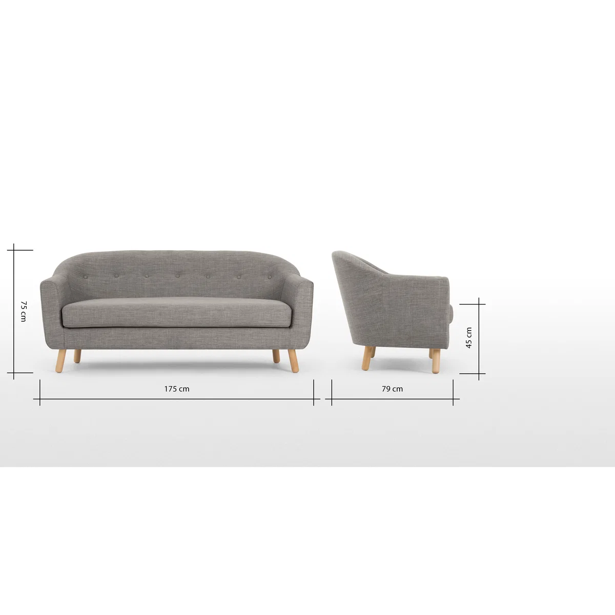 Lottie 3 Seater Sofa, Chalk Grey – image 6