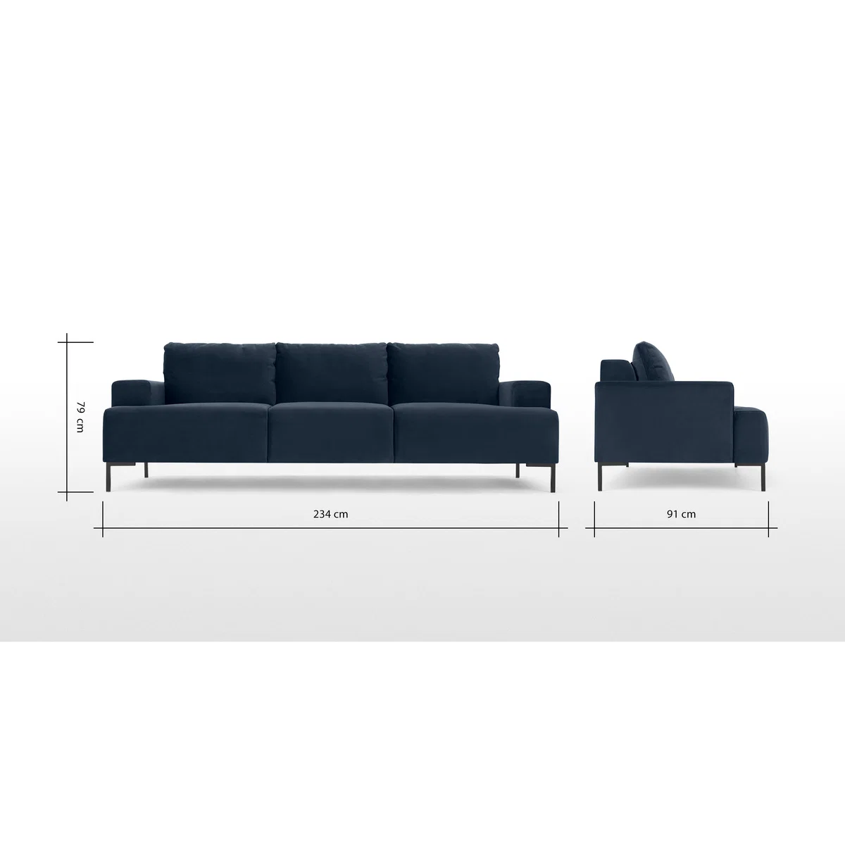 Frederik 3 Seater Sofa, Sapphire Blue Velvet – image 8