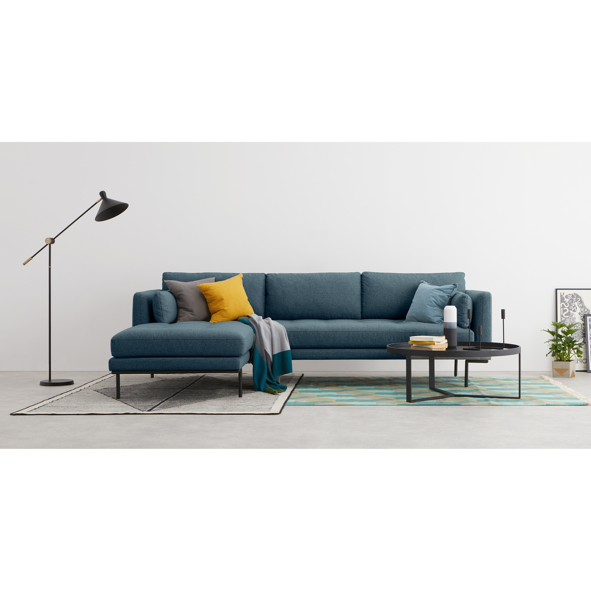 Harlow Left Hand Facing Chaise End Corner Sofa, Orleans Blue – image 3