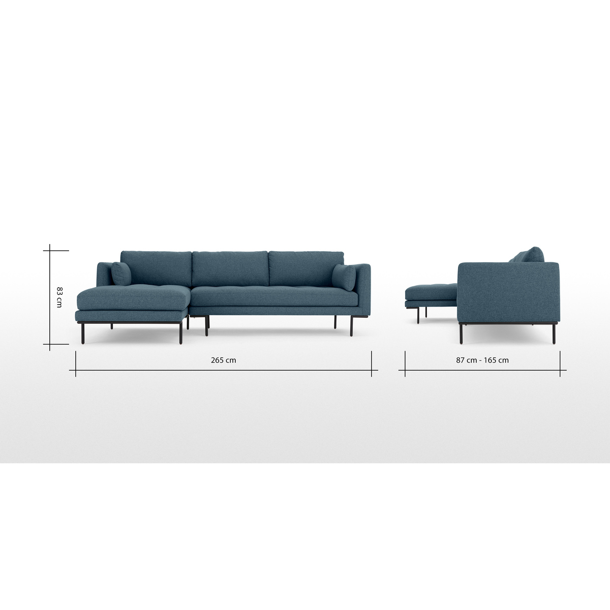 Harlow Left Hand Facing Chaise End Corner Sofa, Orleans Blue – image 8