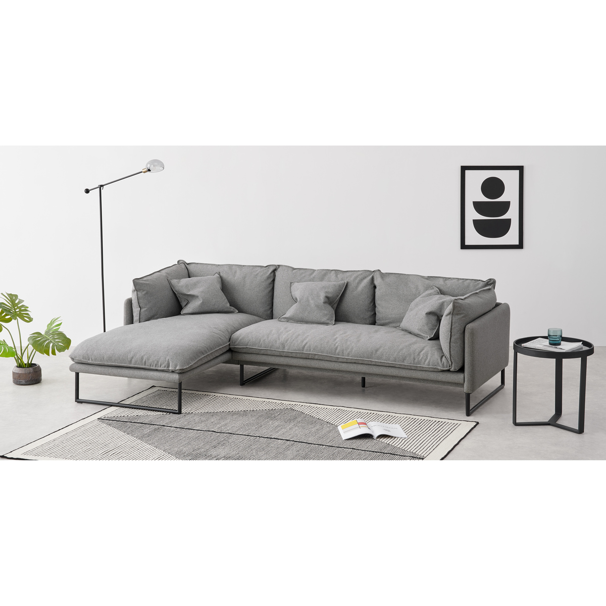 Malini Left Hand Facing Chaise End Corner Sofa, Mountain Grey – image 2