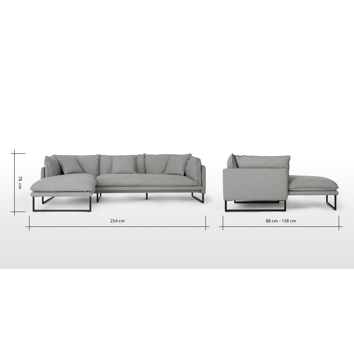 Malini Left Hand Facing Chaise End Corner Sofa, Mountain Grey – image 6