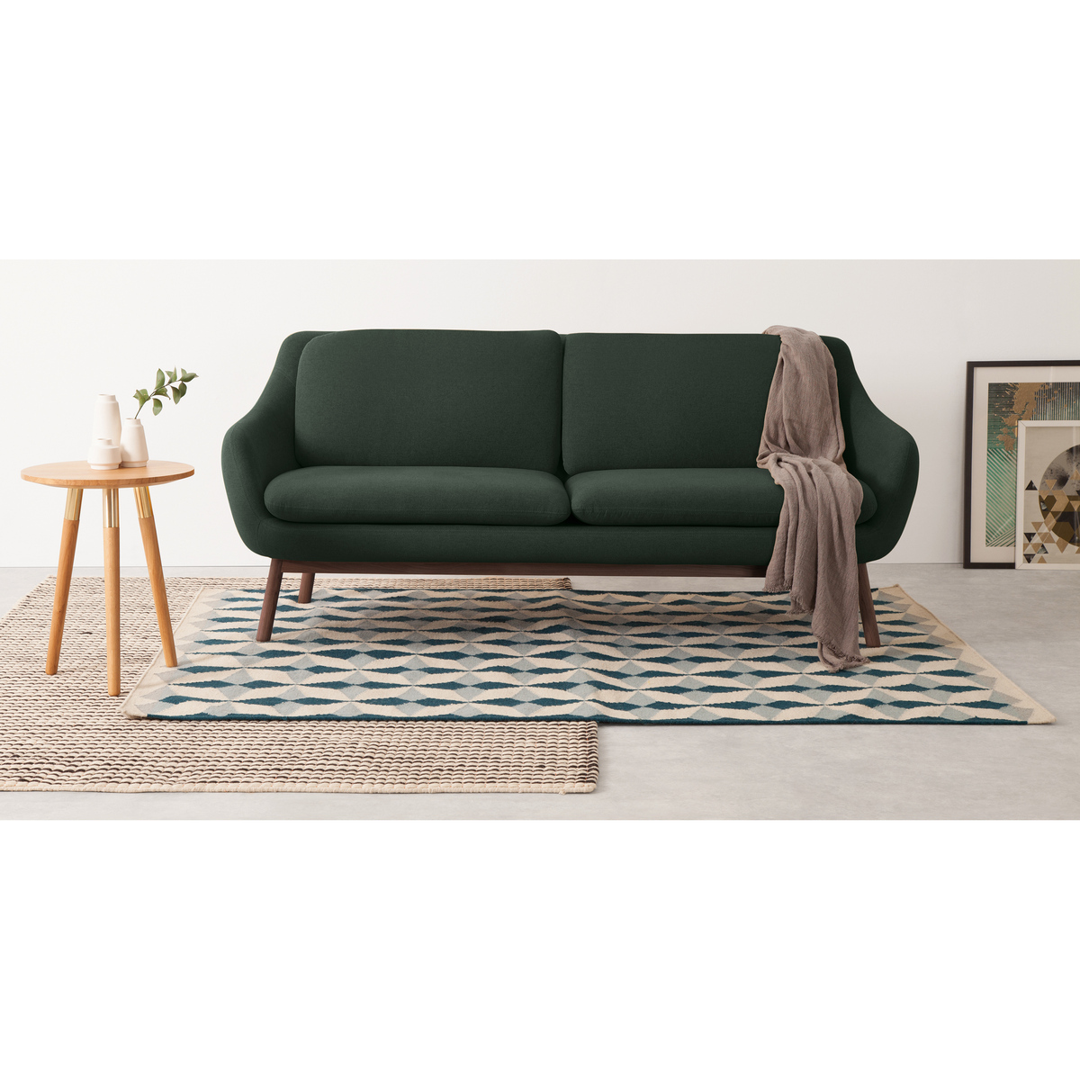 Oslo 3 Seater Sofa, Woodland Green with Dark Stained Legs – image 3