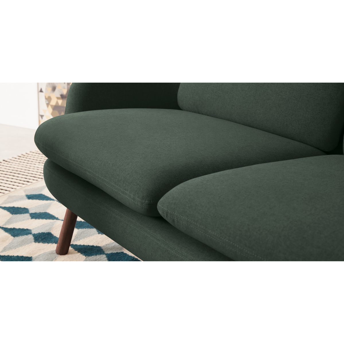 Oslo 3 Seater Sofa, Woodland Green with Dark Stained Legs – image 4